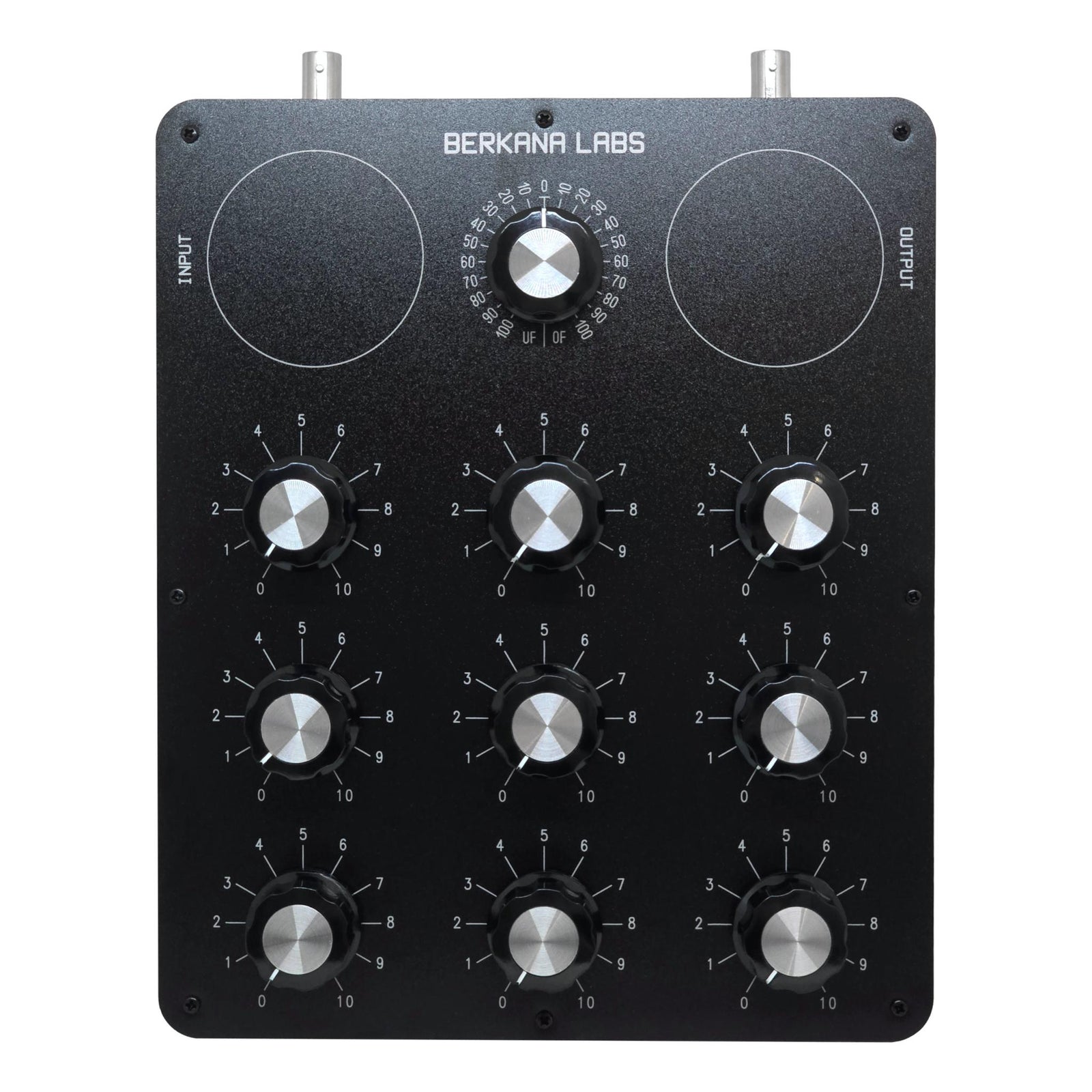 A professional 9 Dial Radionic Instrument by Berkana Labs, featuring nine base-10 tuning dials and a specialised function dial for advanced radionics machine analysis.