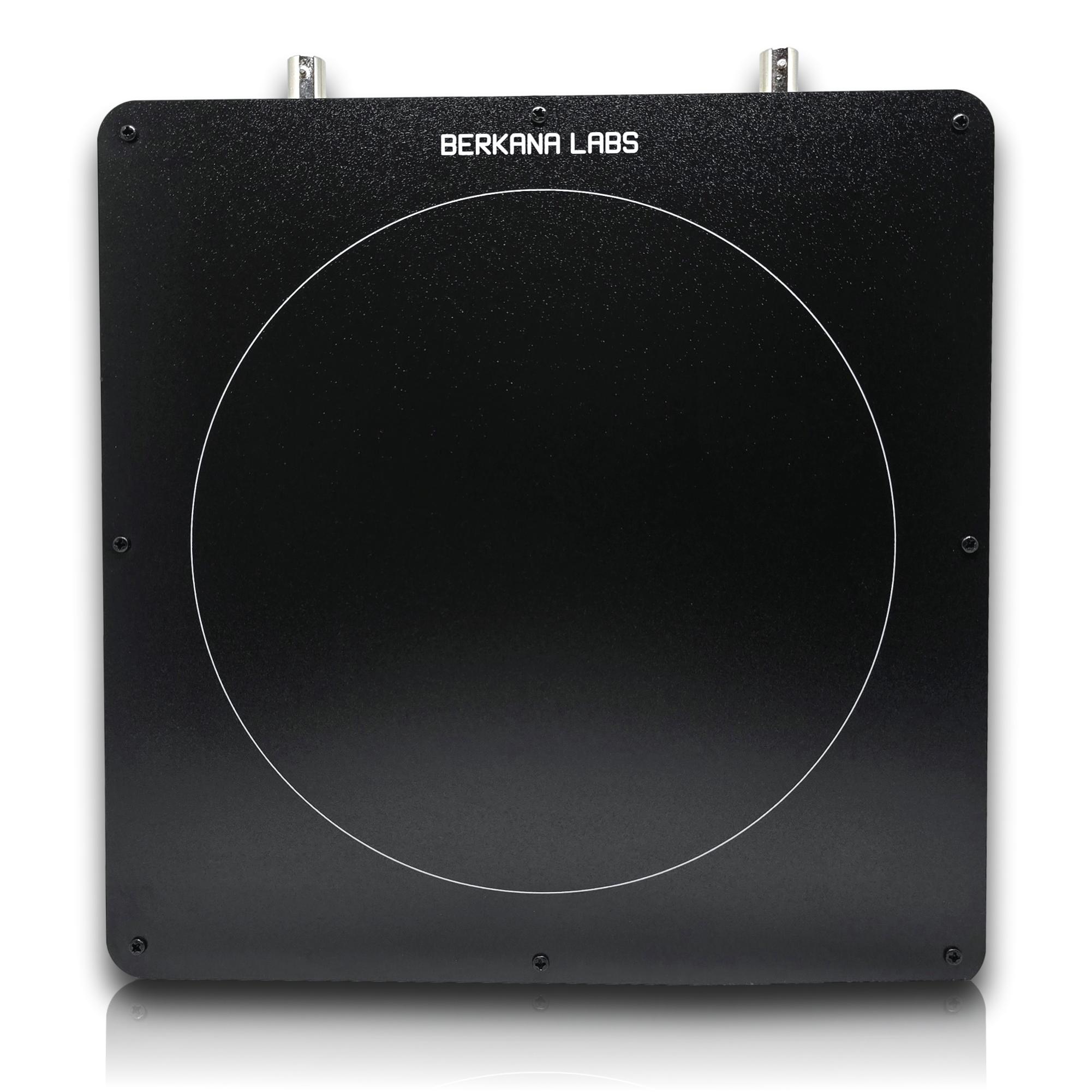 Top view of the Berkana Labs XL Radionic Extension Plate showing the massive 210mm imprinting surface designed for professional radionics machine expansion.